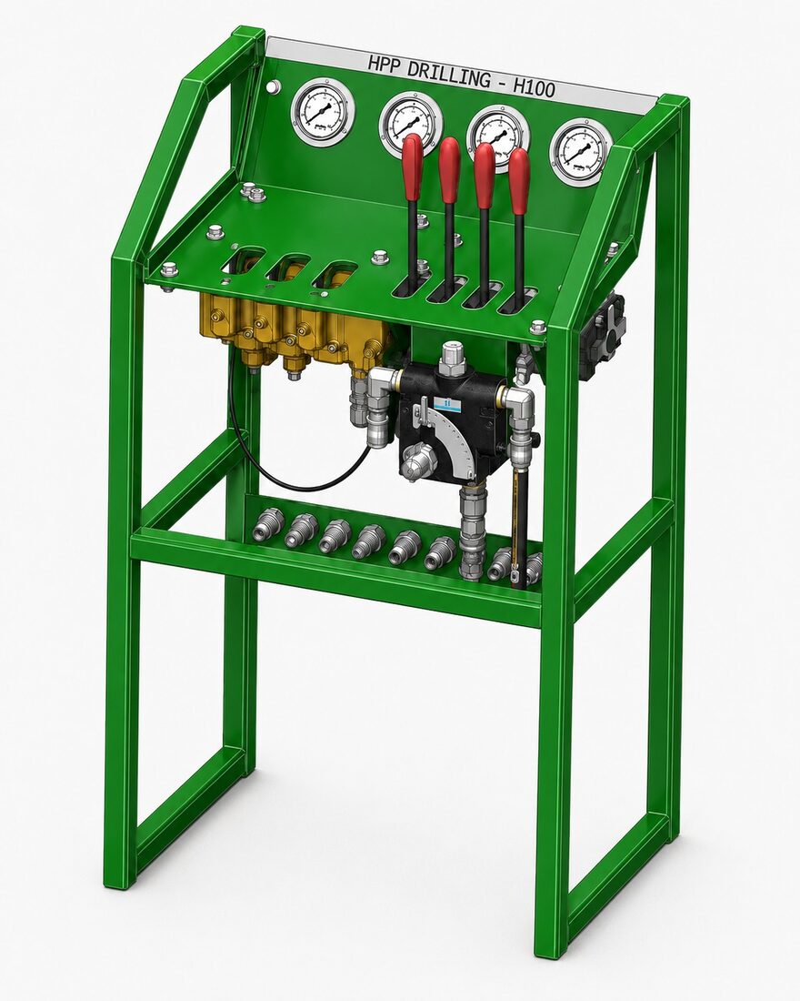 Render 3D de la unidad de control hidráulico HPP Drilling H100