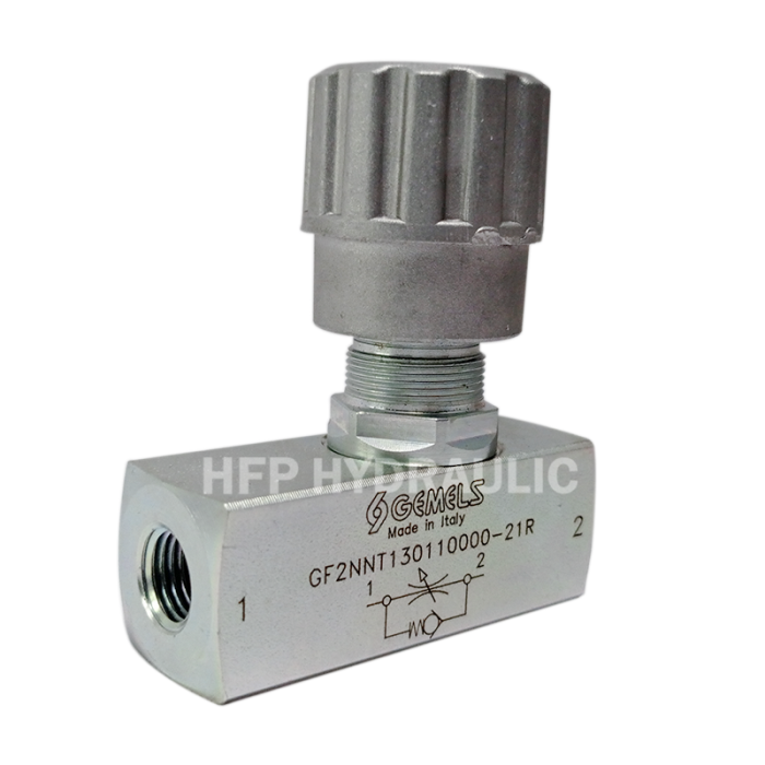 VALVULA REGULADOR DE FLUJO C/CHECK 1/4" NPT 5075 PSI Código: GF2NNT130110000