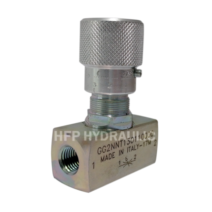 VALVULA REGULADOR DE FLUJO S/CHECK 1/4" NPT 5075 PSI Código: GG2NNT130110000