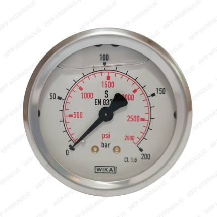 Manómetro posterior dial de 2 1/2 pulgadas con capacidad de 3000 PSI. El instrumento muestra una escala clara y precisa, adecuado para medir presiones en sistemas industriales y hidráulicos.